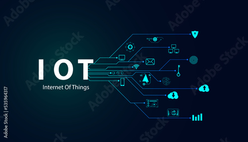 Abstract Internet of things Concept city 5G.IoT Internet of Things communication network Innovation Technology Concept Icons. Connect wireless devices and networking Innovation Technology.