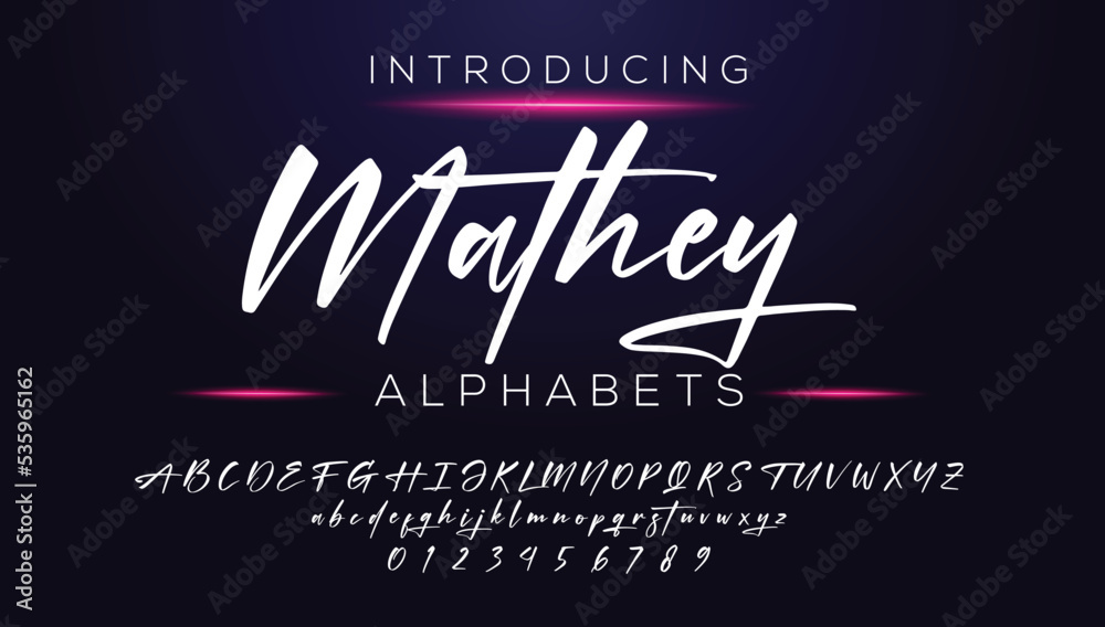 MATHEY Handwritten script font vector alphabet Milk Shake Stock Vector ...
