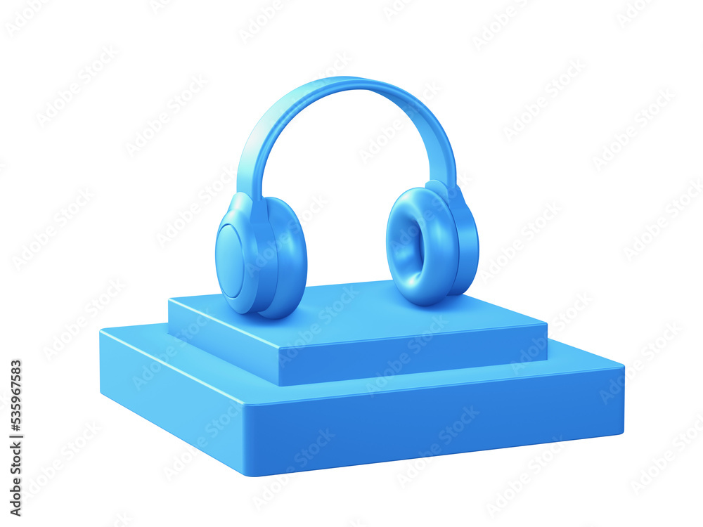 3d illustration icon of Headphone with podium for UI UX web mobile apps social media ads designs 3d illustration icon of Headphone with podium for UI UX web mobile apps social media ads designs