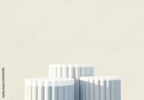 3d render abstract display podium platform for  product presentation and advertising. Minimal scene backdrop with clean design. Vacant pedestal for mock up. Empty stage with pastel color for cosmetic.