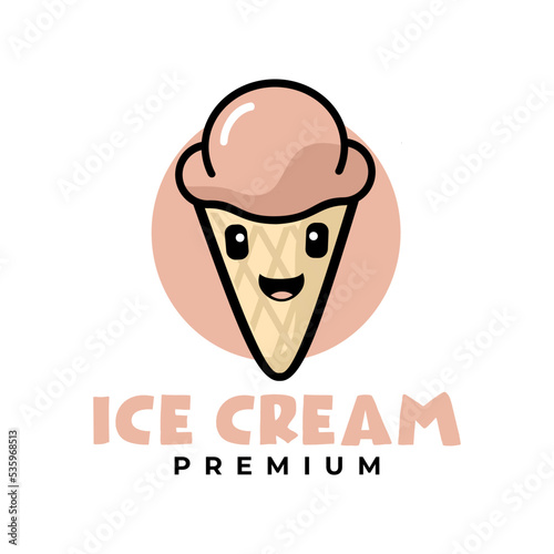 ice cream mascot illustration template. gelato cartoon vector graphic.