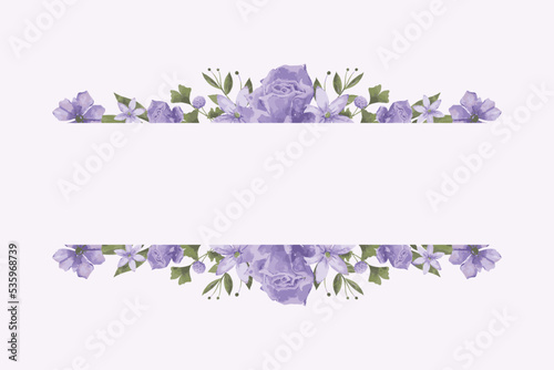 Purple Watercolor Flower Frame Arrangement