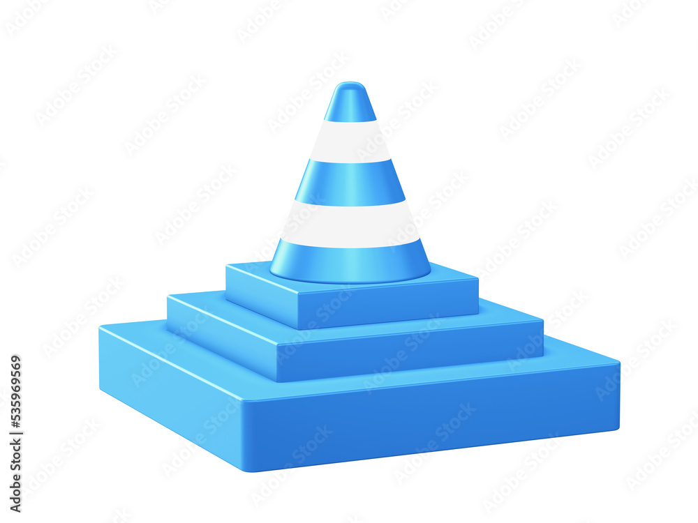 3d illustration icon of Traffic cone sign with podium for UI UX web mobile apps social media ads designs 3d illustration icon of Traffic cone sign with podium for UI UX web mobile apps social media ads designs