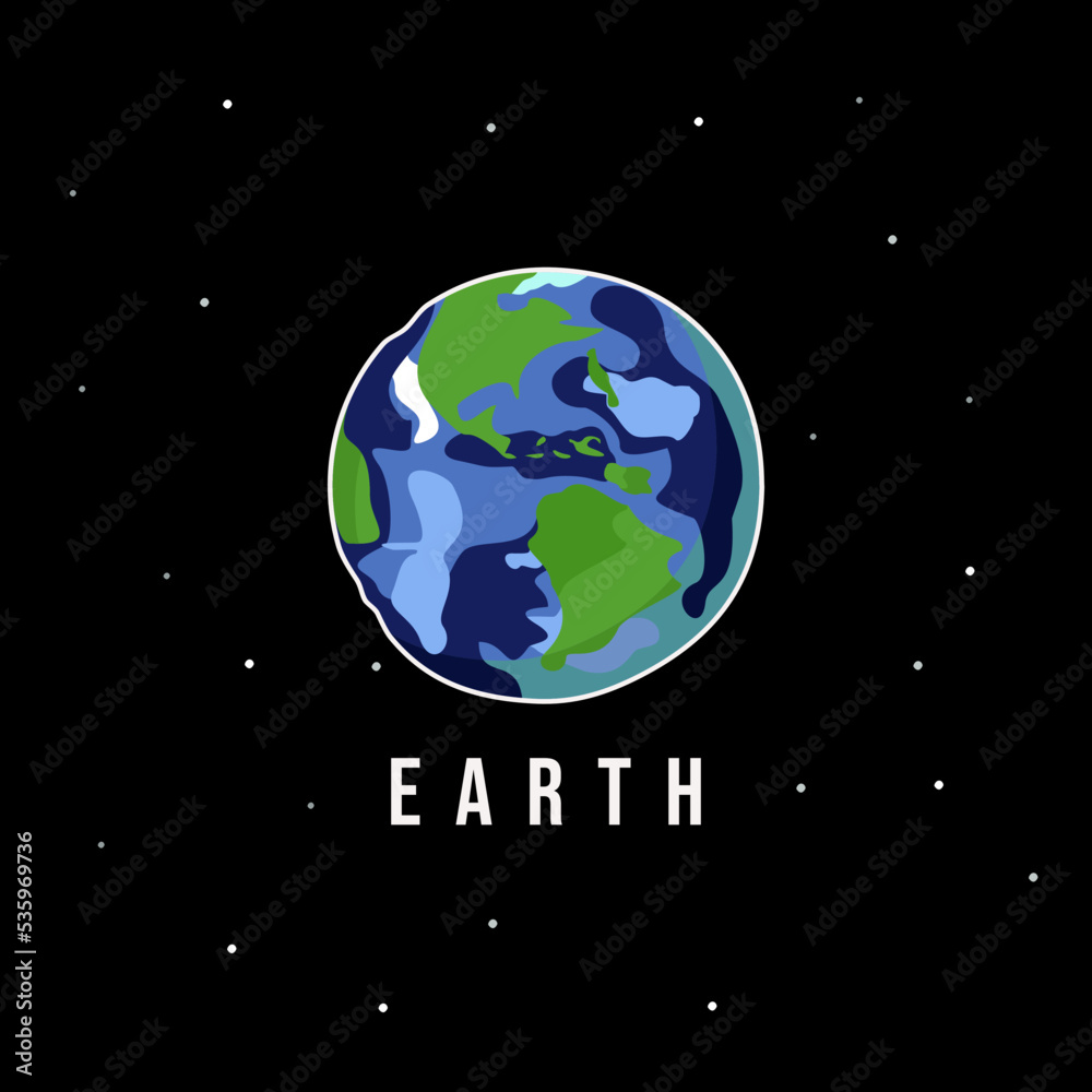 Naklejka premium Earth planet vector graphic template. galaxy space objects illustration.
