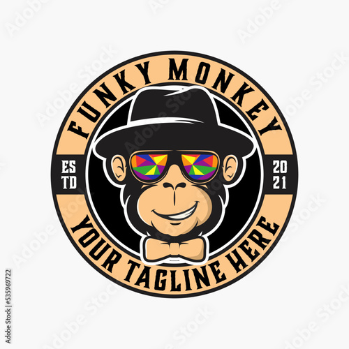 monkey portrait mascot vector template. animal ape chimpanzee gorilla graphic illustration. photo