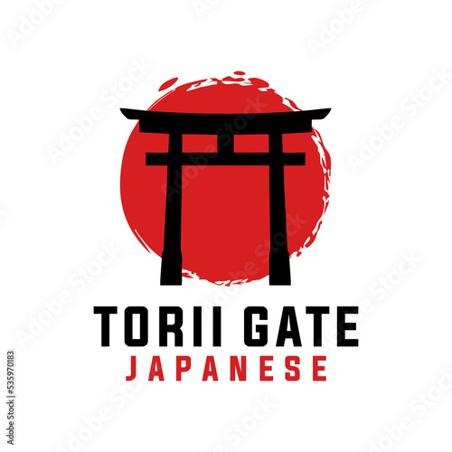 torii gate vector template. japanese building graphic illustration.
