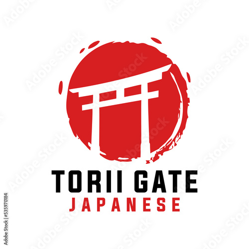torii gate vector template. japanese building graphic illustration.