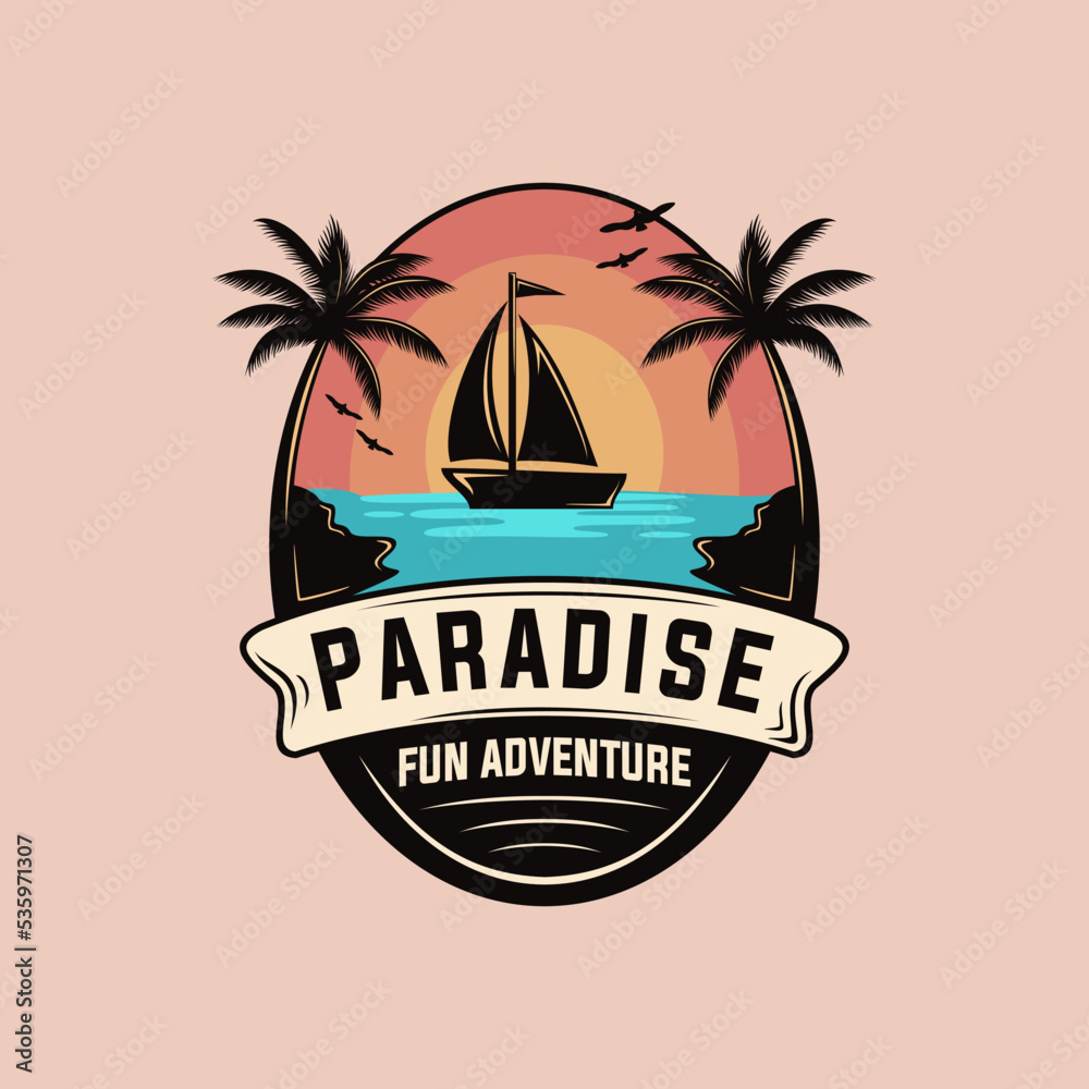 beach paradise vector template. summer sea graphic illustration.