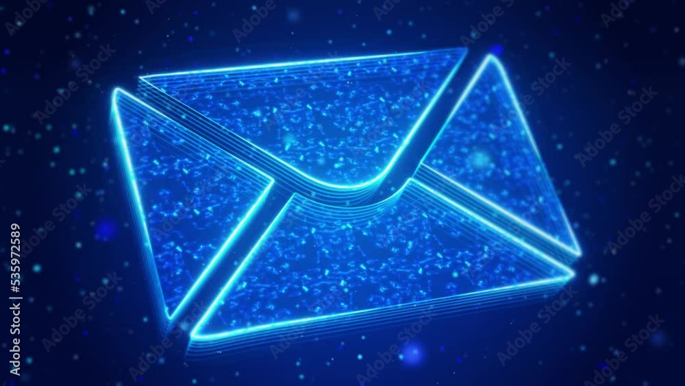 E-mail Digital Technology Virtual Screen HUD Hologram Hi Tech Loop concept. Mail Communication Connection message to mailing contacts phone Global Letters Email marketing internet correspondence