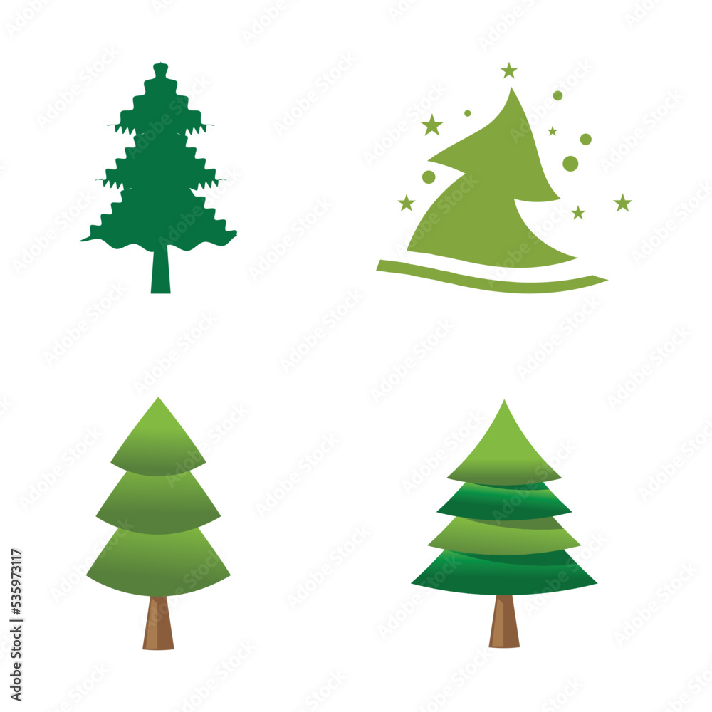 Obraz premium Pine tree illustration vector flat design template