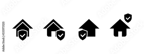 House insurance icon set. house protection icon in black style concept.