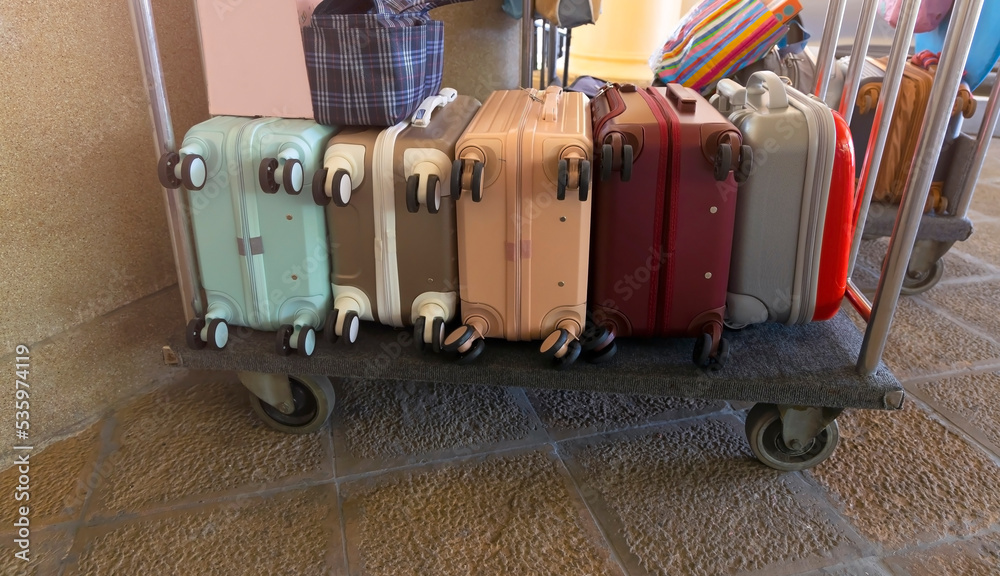 The Trolley Luggage at the hotel. Hotel baggage cart The Trolley Luggage at the hotel. Hotel baggage cart
