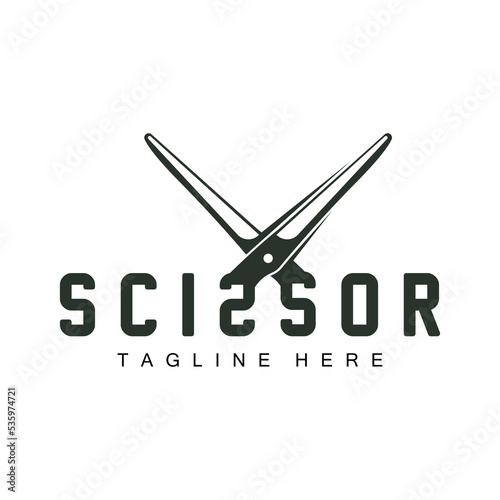 Scissors Logo Design, Barbershop Shaver Vector, Babershop Scissors Brand Illustration photo