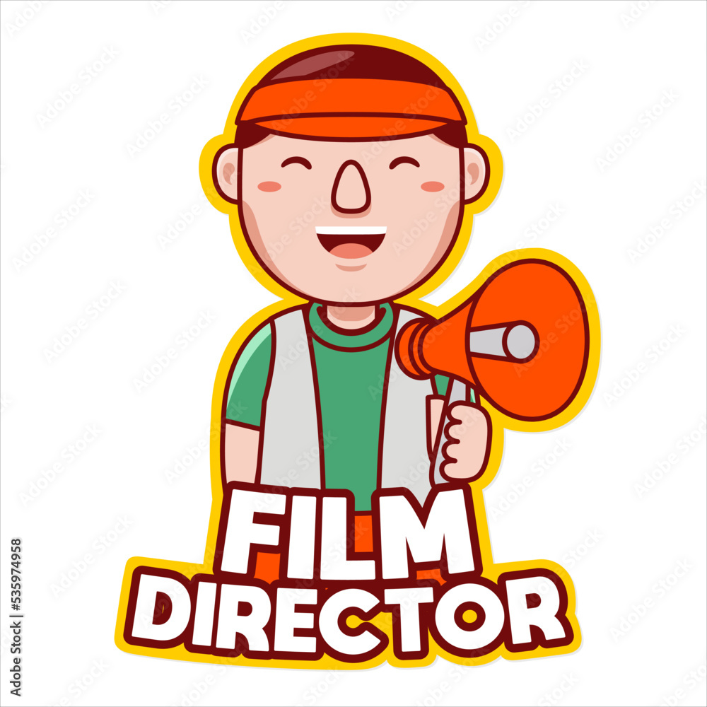 Film director profession vector mascot logo template