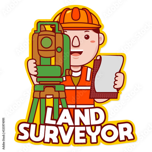 Land Surveyor profession vector mascot logo template