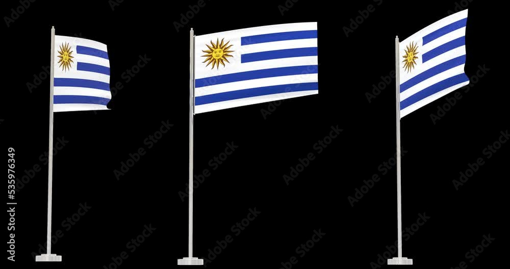 Uruguay flag waving, alpha