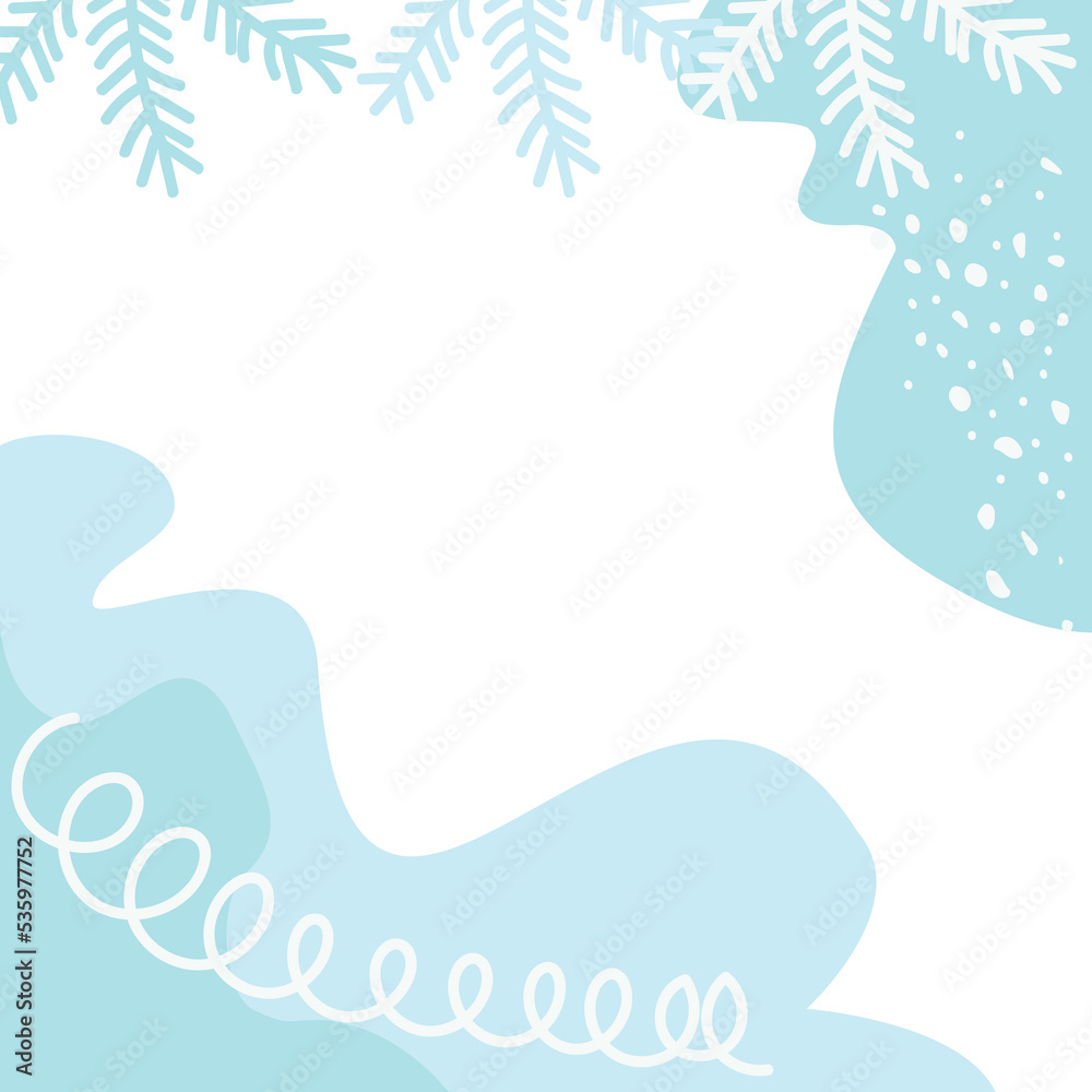 christmas card with snow flakes and fir branches. PNG frame with winter motifs christmas card with snow flakes and fir branches. PNG frame with winter motifs