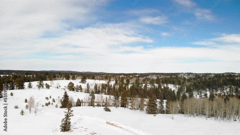 Drone Aerial HD Video • Beautiful Snowy Field in Colorado USA Drone Aerial HD Video • Beautiful Snowy Field in Colorado USA