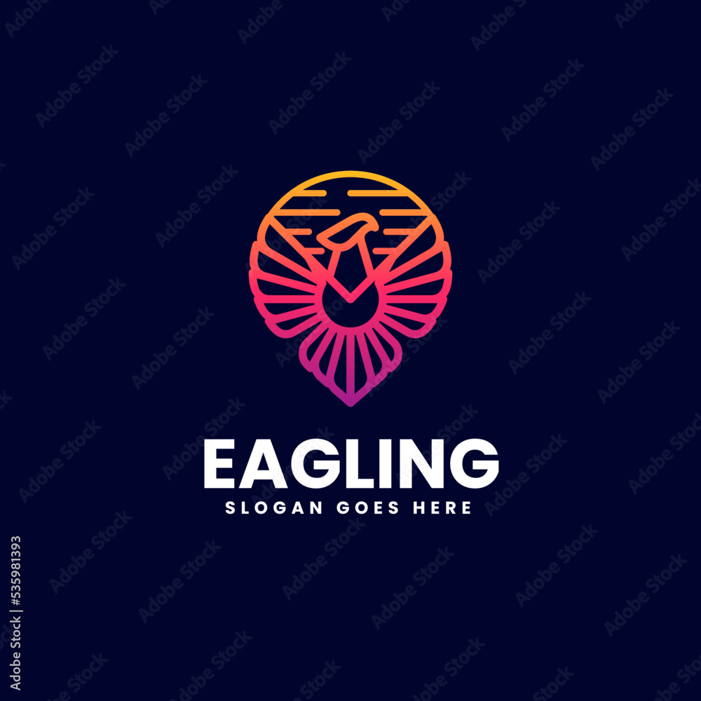 Vector Logo Illustration Eagle Gradient Line Art Style. Vector Logo Illustration Eagle Gradient Line Art Style.