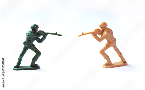 Two toy soldiers fighting