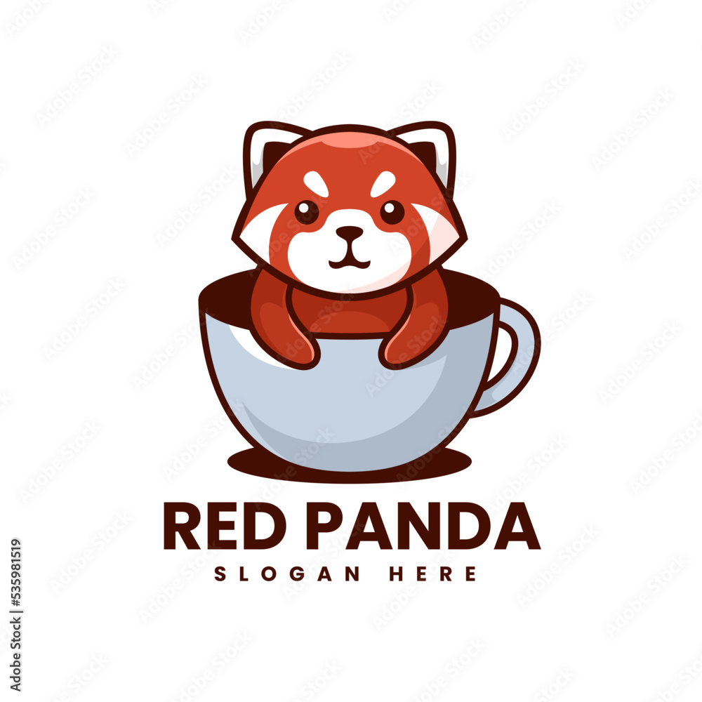 Vector Logo Illustration Red Panda Mascot Cartoon Style. Vector Logo Illustration Red Panda Mascot Cartoon Style.