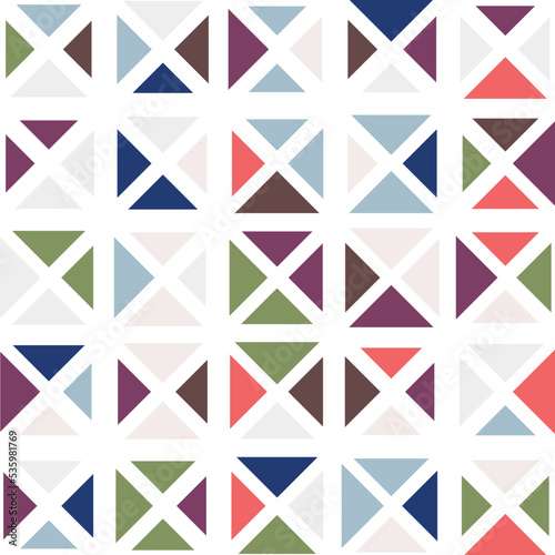 Abstract geometric Bauhaus pattern design. Vector circle, triangle and square lines color art design. Colorful Bauhaus background pattern. 