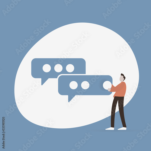 SMM Marketing with Online chatting speech bubble messages. SMS content manager concept icon illustration