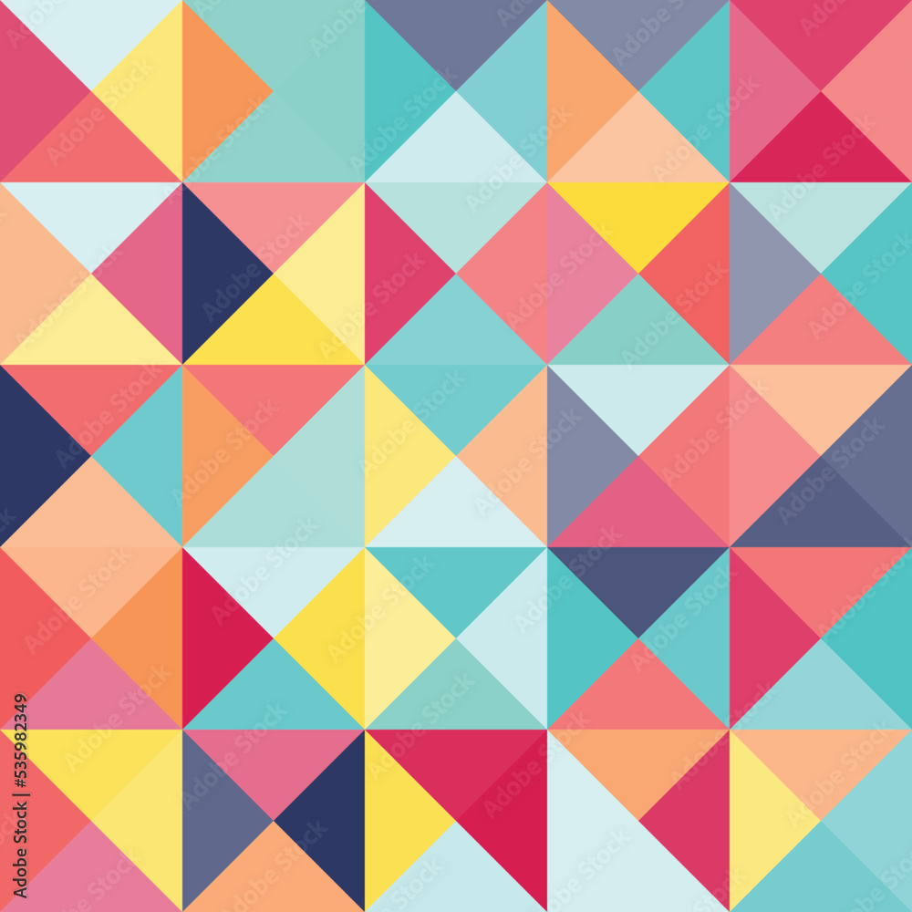 Abstract geometric Bauhaus pattern design. Vector circle, triangle and square lines color art design. Colorful Bauhaus background pattern. 