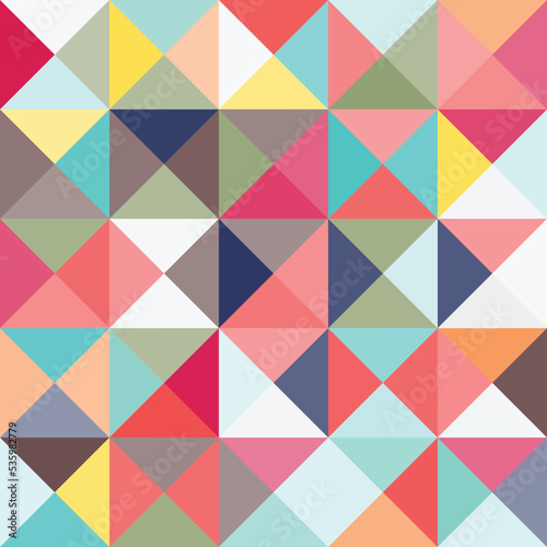 Abstract geometric Bauhaus pattern design. Vector circle, triangle and square lines color art design. Colorful Bauhaus background pattern. 