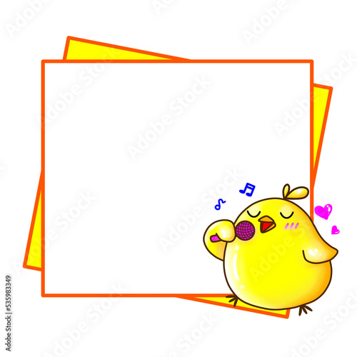 Cute yellow cartoon chick.