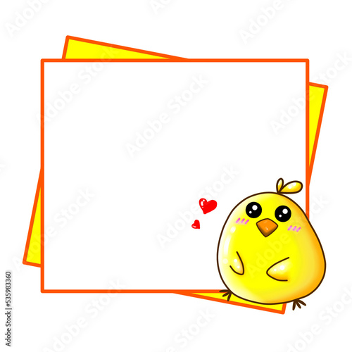 Cute yellow cartoon chick.
