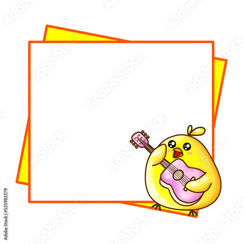 Cute yellow cartoon chick.