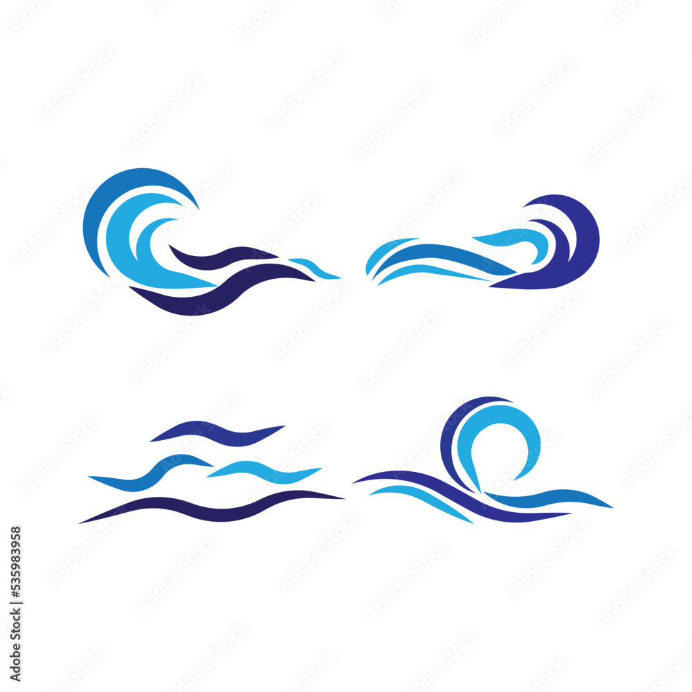 Fototapeta premium Water Wave symbol and icon Logo Template