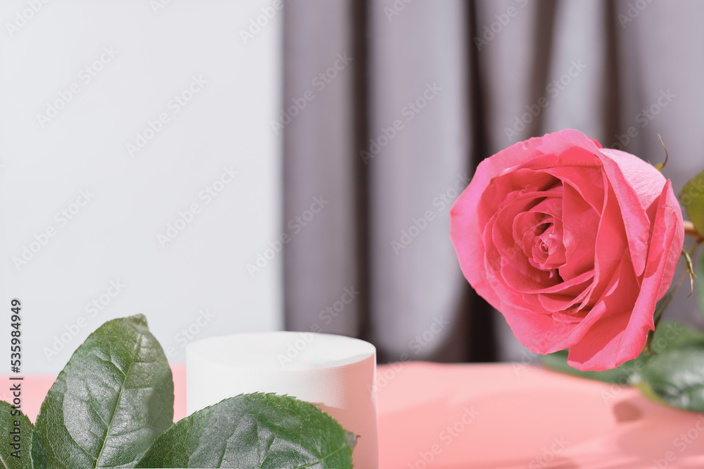 modern product display. geometric podium and pink rose flower. scene stage showcase for new product, promotion sale, banner, presentation, cosmetic solution. modern product display. geometric podium and pink rose flower. scene stage showcase for new product, promotion sale, banner, presentation, cosmetic solution.