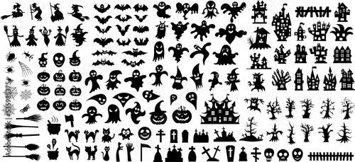 Big set of silhouettes of Halloween