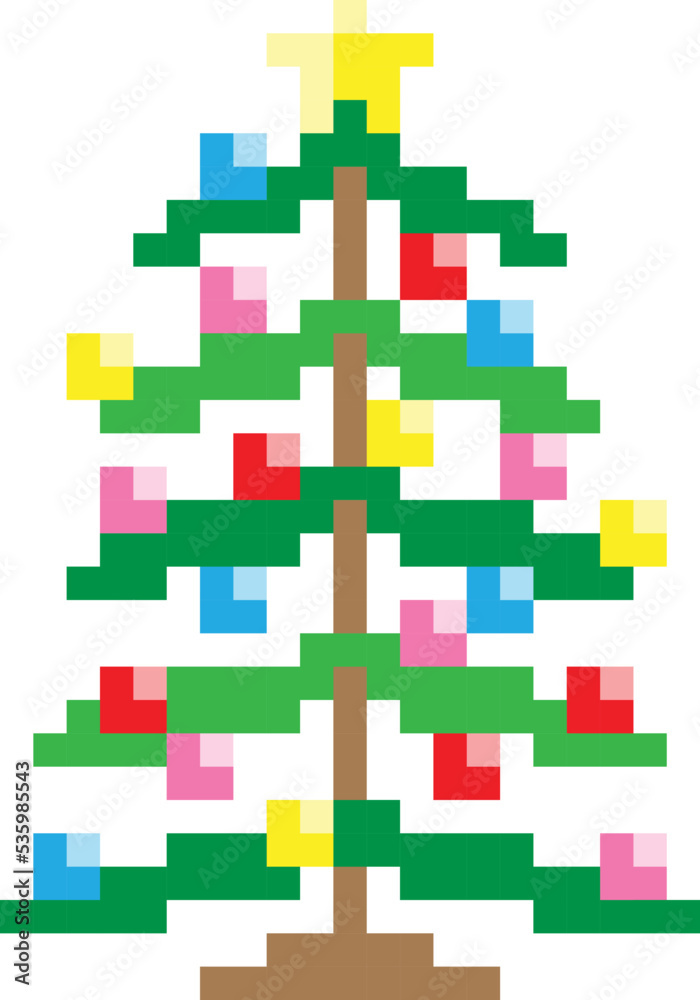 christmas-pixel-art-on-a-white-background-pixel-art-vector