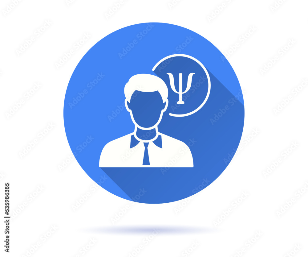 Psychologist icon with long shadow for graphic and web design.
