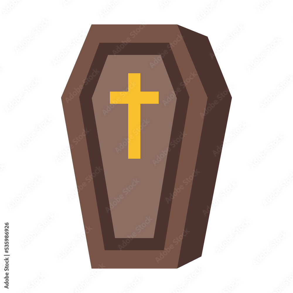 Vector illustration of a coffin with a cross on a black background. Vector illustration of a coffin with a cross on a black background.