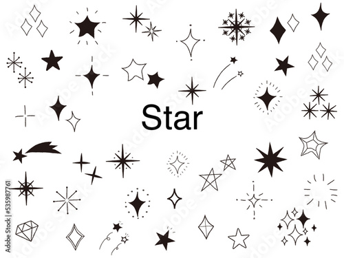 Star sparkle and twinkle, star burst and flash black silhouettes. Isolated vector set of shining lights and sparks of bright stars with glowing rays and flare effect. Magic glint, shiny glitter © Helios