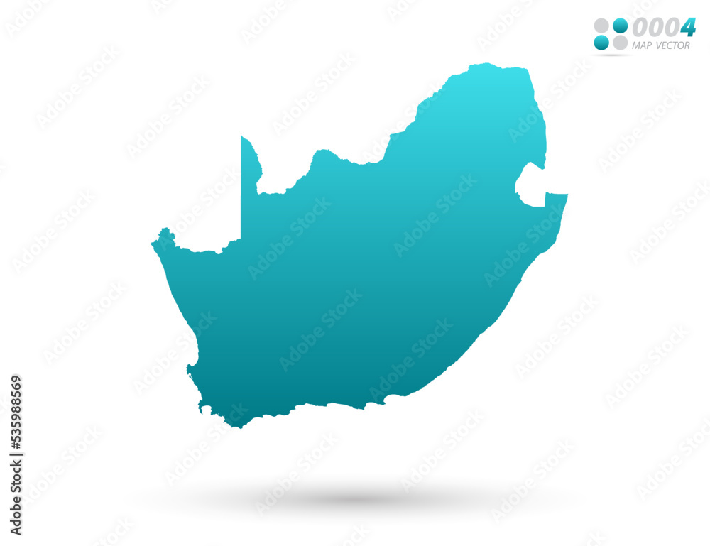 Vector blue gradient of South Africa map on white background. Organized in layers for easy editing.