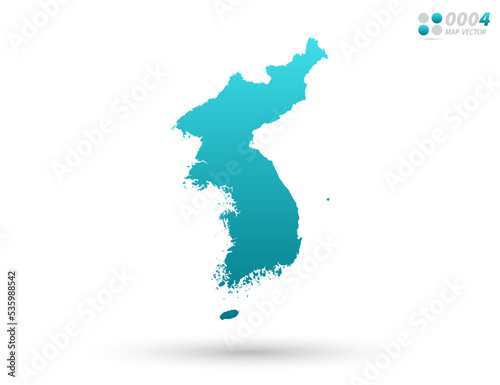 Vector blue gradient of Korea map on white background. Organized in layers for easy editing.