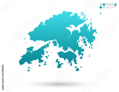 Vector blue gradient of Hong Kong map on white background. Organized in layers for easy editing.
