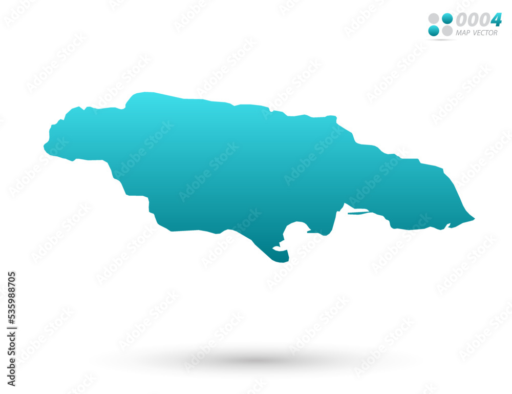Vector blue gradient of Jamaica map on white background. Organized in layers for easy editing.
