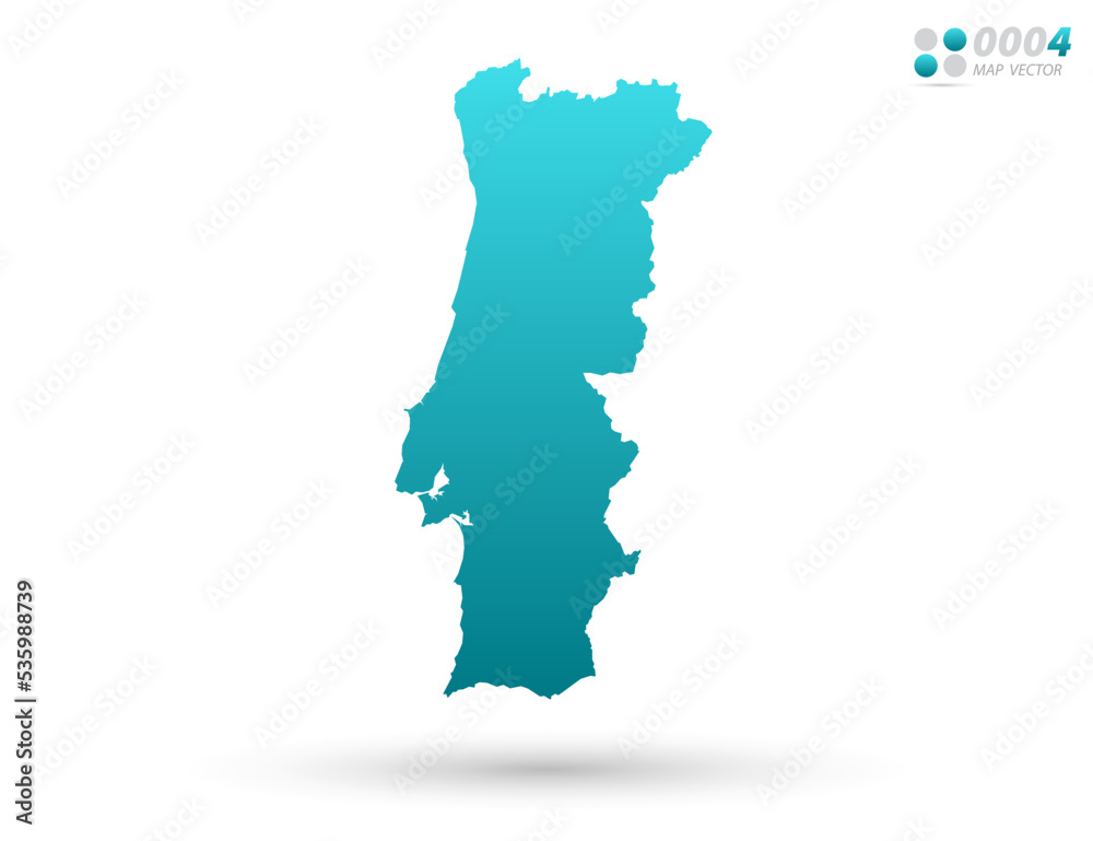 Vector blue gradient of Portugal map on white background. Organized in layers for easy editing.