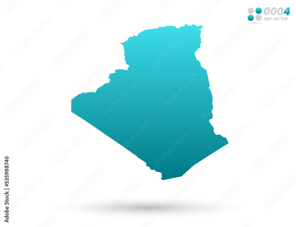 Vector blue gradient of Algeria map on white background. Organized in layers for easy editing.