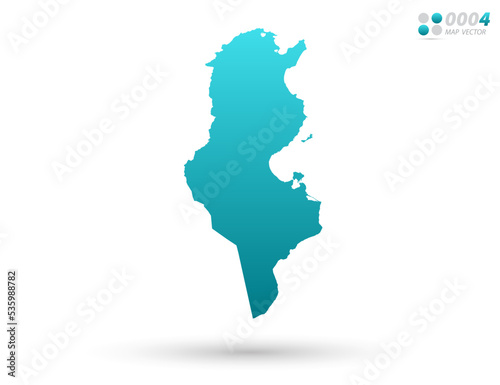 Vector blue gradient of Tunisia map on white background. Organized in layers for easy editing.