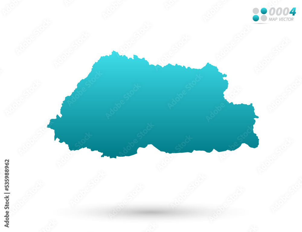 Vector blue gradient of Bhutan map on white background. Organized in layers for easy editing.