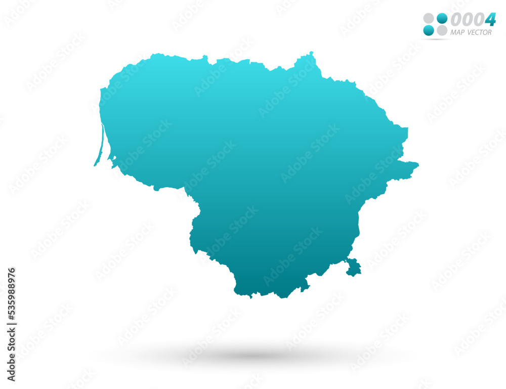 Vector blue gradient of Lithuania map on white background. Organized in layers for easy editing.