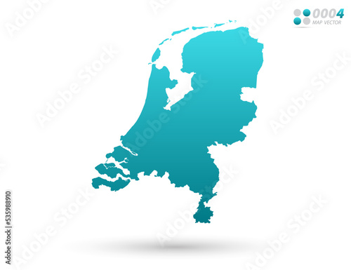 Vector blue gradient of Netherland map on white background. Organized in layers for easy editing.
