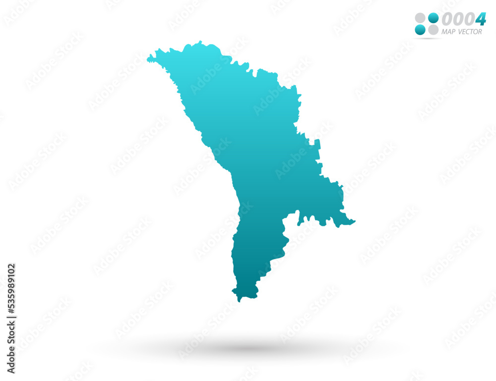 Vector blue gradient of Moldova map on white background. Organized in layers for easy editing.